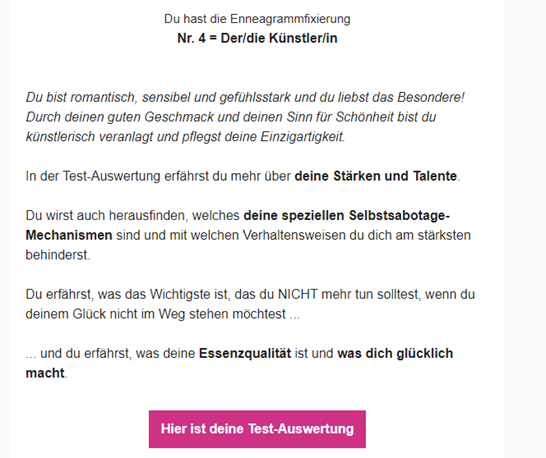 E-Mail mit dem Test-Ergebnis