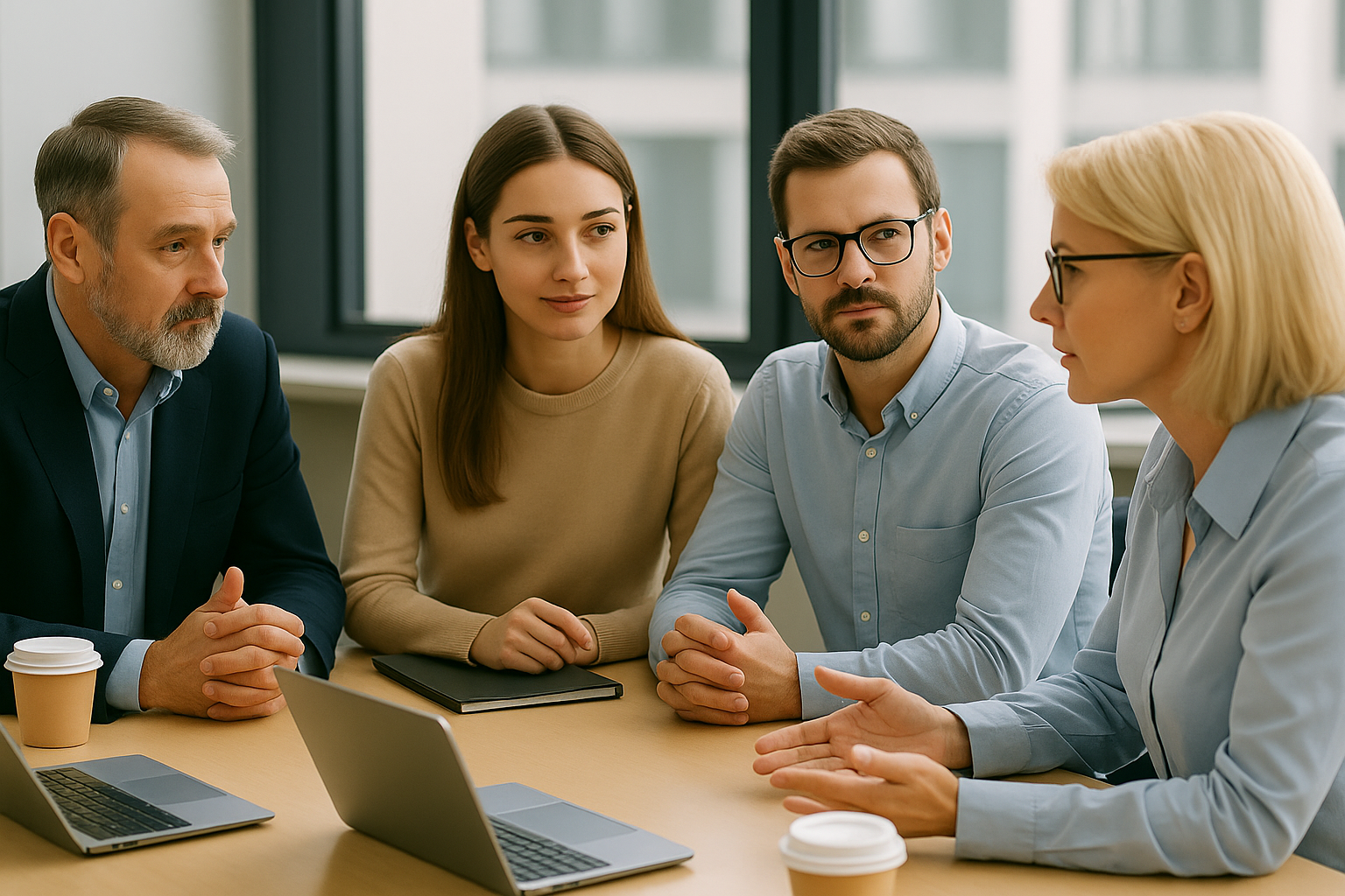 Fachliche Führung im Gespräch – konzentrierte Teamrunde