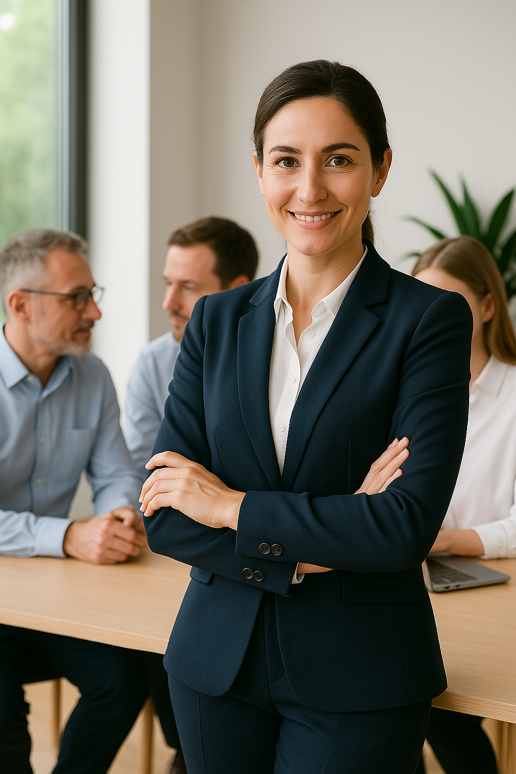 Professionelle Gesprächsszene zur Veranschaulichung von Führungskompetenz