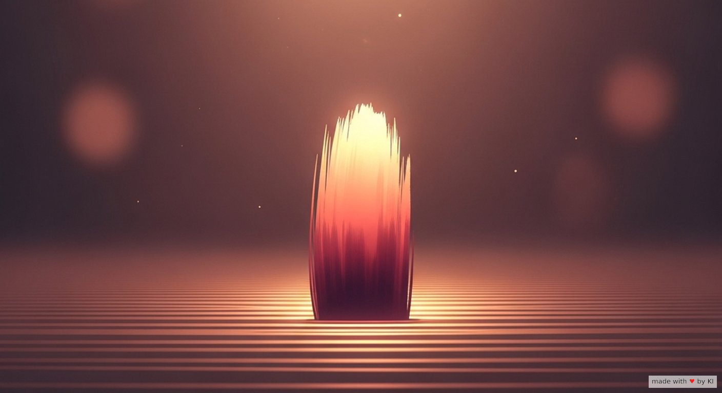 Ein einzelnes Wort hebt sich aus einer Reihe von Worten ab, hervorgehoben durch ein warmes Licht. Visualisierung für eingebettete Suggestionen und analoges Markieren.