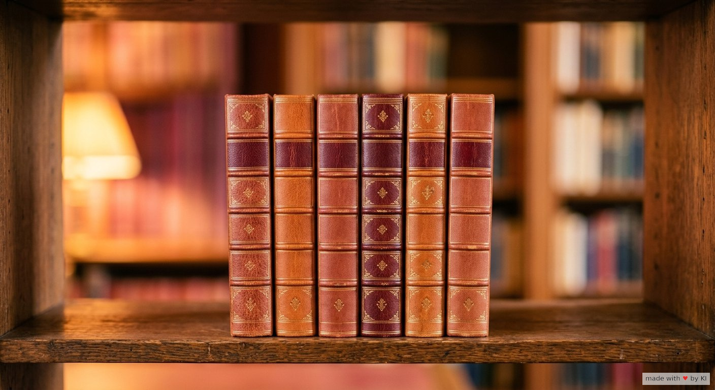 Reihe gebundener Bände eines Gesamtwerks in warmem Bibliothekslicht - Erickson Gesammelte Schriften Rezension