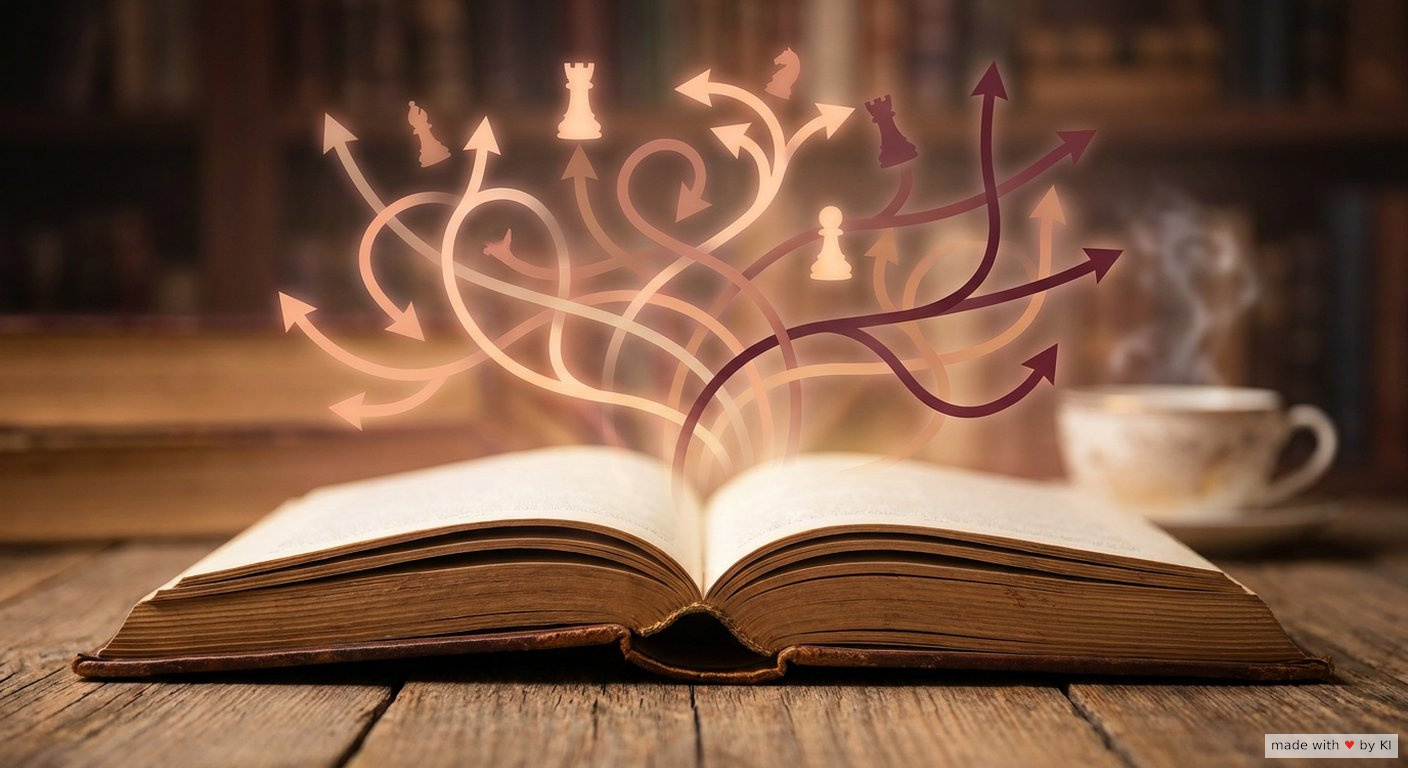 Aufgeschlagenes Buch mit Erickson-Fallbeispielen auf einem warmen Holztisch