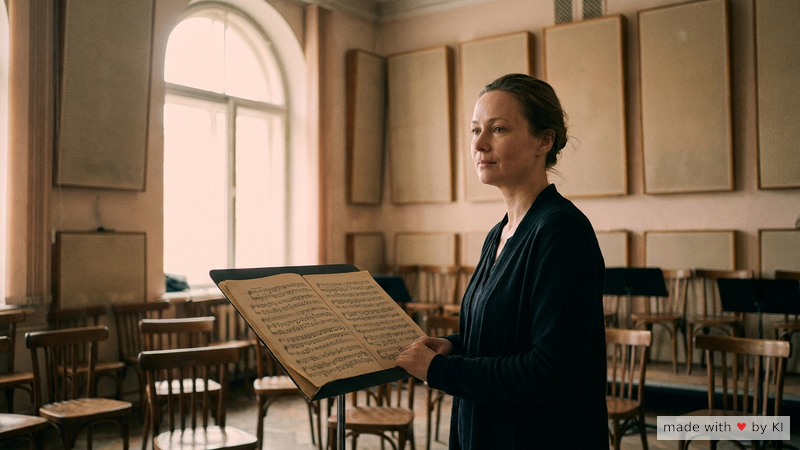 Sängerin im Probelokal mit aufgeschlagenem Notenheft, Forschungs-Hintergrund zu Music Performance Anxiety