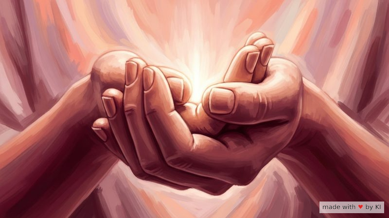 Hände mit sanftem Leuchten an den Fingerspitzen - Symbol für die Handschuhanästhesie