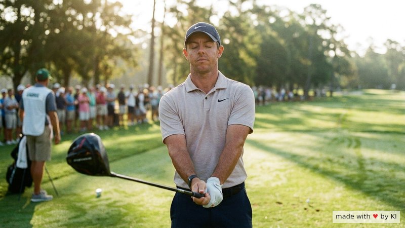 Golfspieler vor dem Abschlag, ruhiger Blick auf den Ball - mentale Vorbereitung wie bei Tiger Woods und Jack Nicklaus