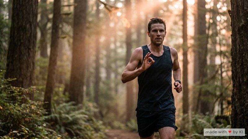 Marathonläufer beim Anker setzen mit Daumen und Zeigefinger während des Laufs - 8 hypnotische Prinzipien im Sport