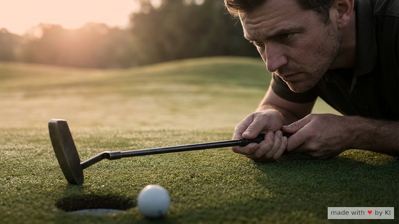 Golfer beim Putt mit fokussiertem Blick auf das Loch - Yips als klassisches Sport-Hypnose-Thema