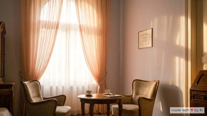 Wiener Praxisraum mit warmem Licht und einer LSB-Urkunde an der Wand - Österreich Lebens- und Sozialberatung als Gewerbe