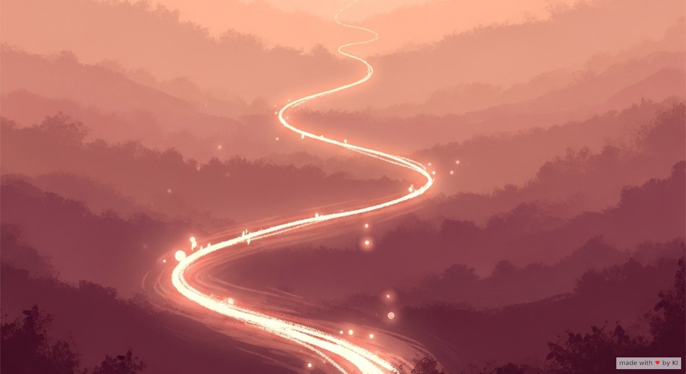 Sanfte Lichtspur, die einen Weg andeutet, ohne ihn vorzuschreiben - indirekte Suggestion in der Hypnose