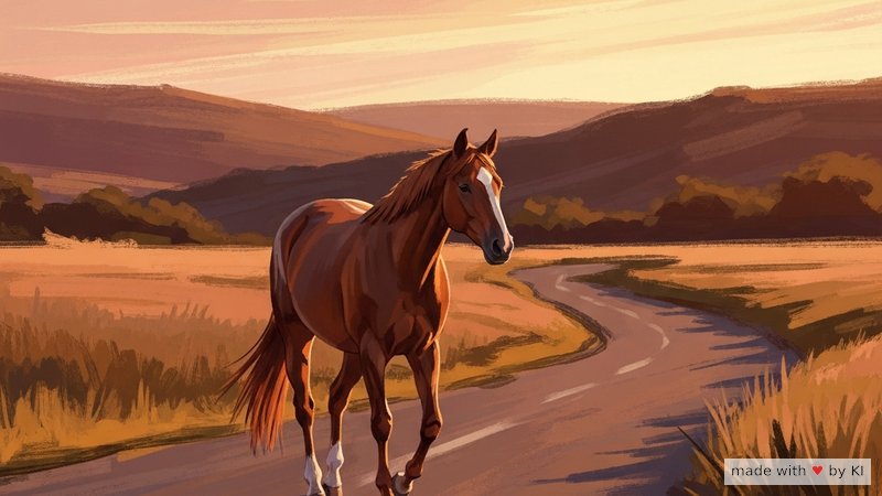 Pferd auf einer Landstraße als Symbol für die permissive Haltung