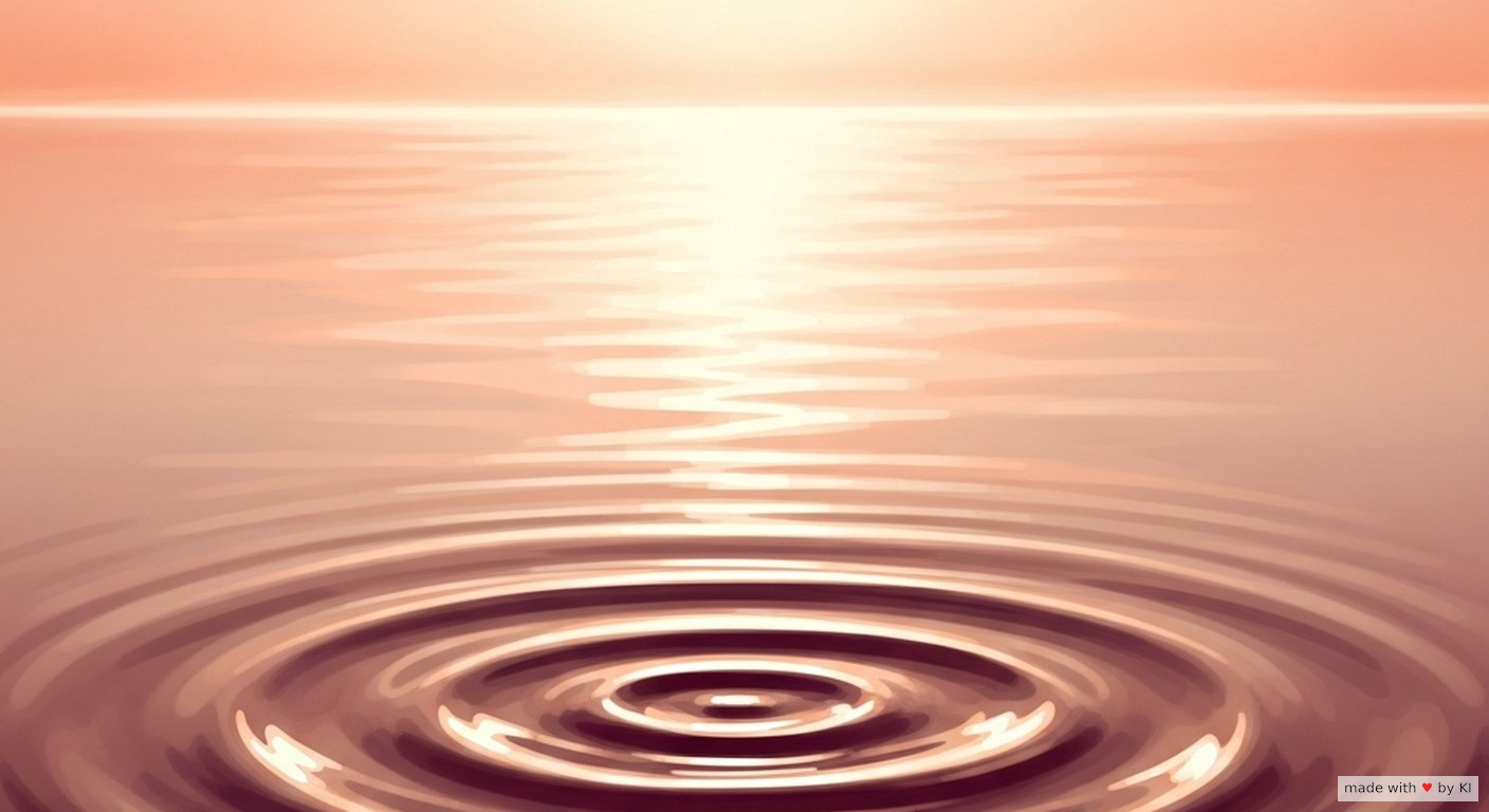Ruhige Wasseroberfläche mit aufsteigender Welle — Symbol für innere Selbstführung in Trance
