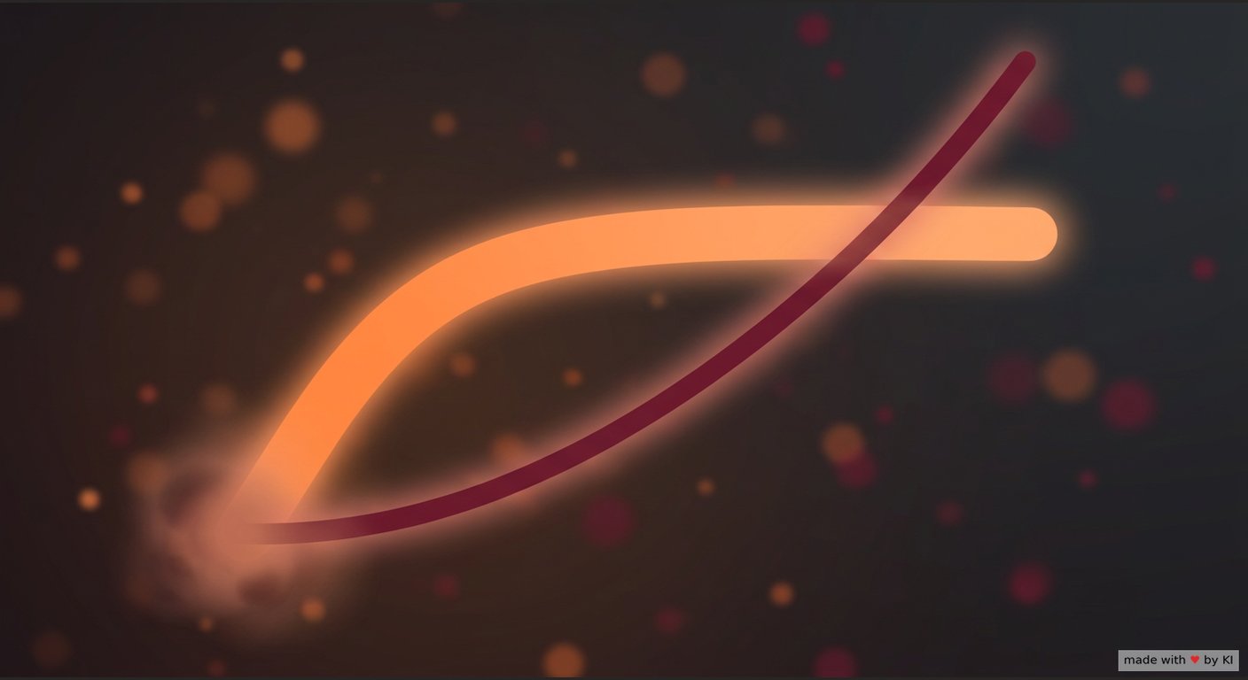 Zwei warme Lichtbögen auf dunklem Grund, der große flach und breit, der kleine steil ansteigend