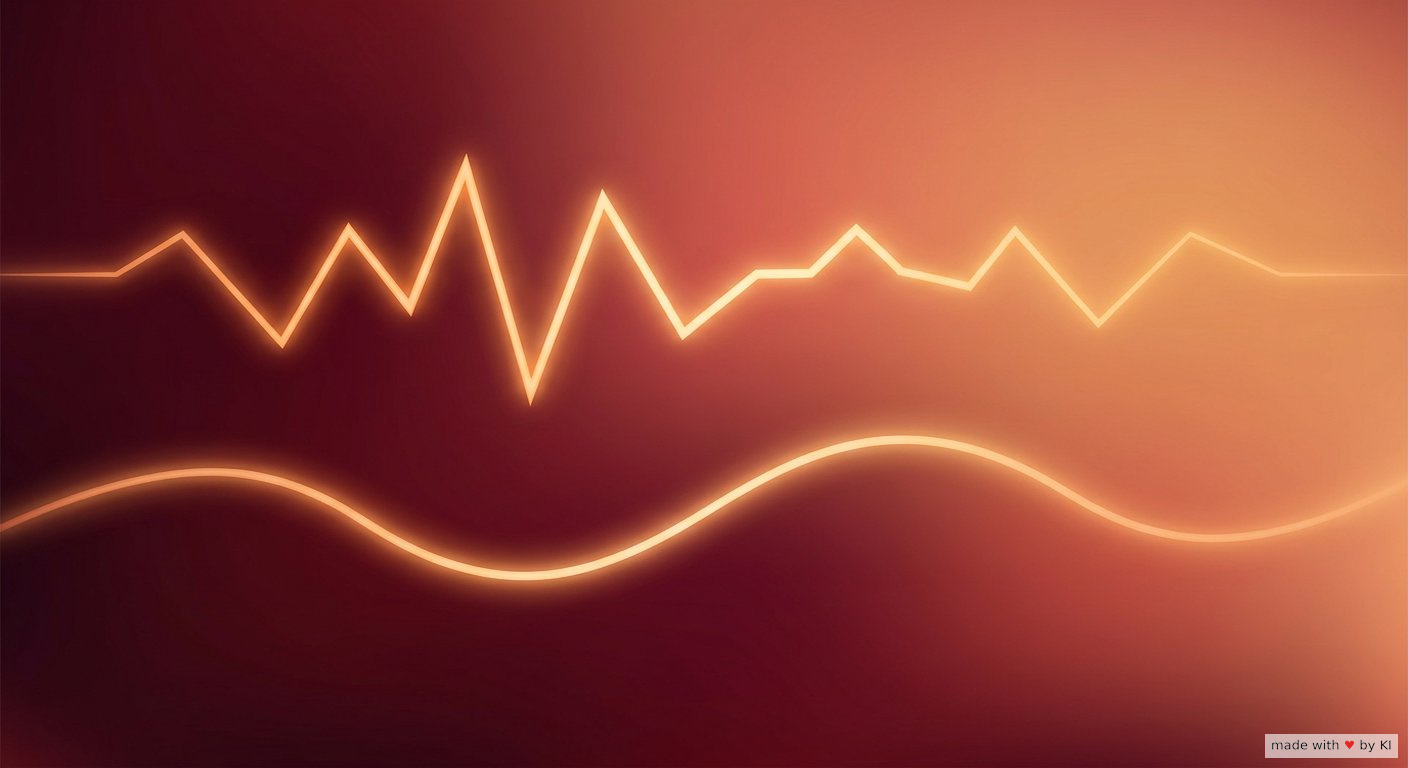 Abstrakte warme Lichtlinien, von denen eine deutlich flacher verläuft als die andere