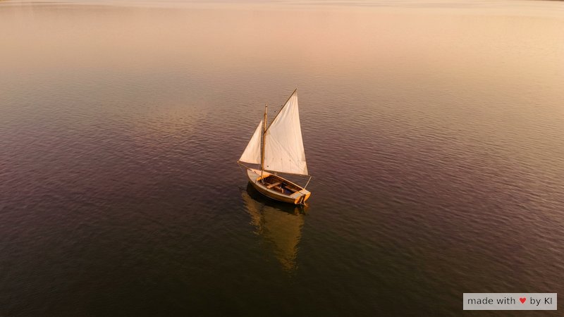 Kleines Segelboot auf ruhigem Wasser, das den Wind für sich nutzt statt gegen ihn zu arbeiten