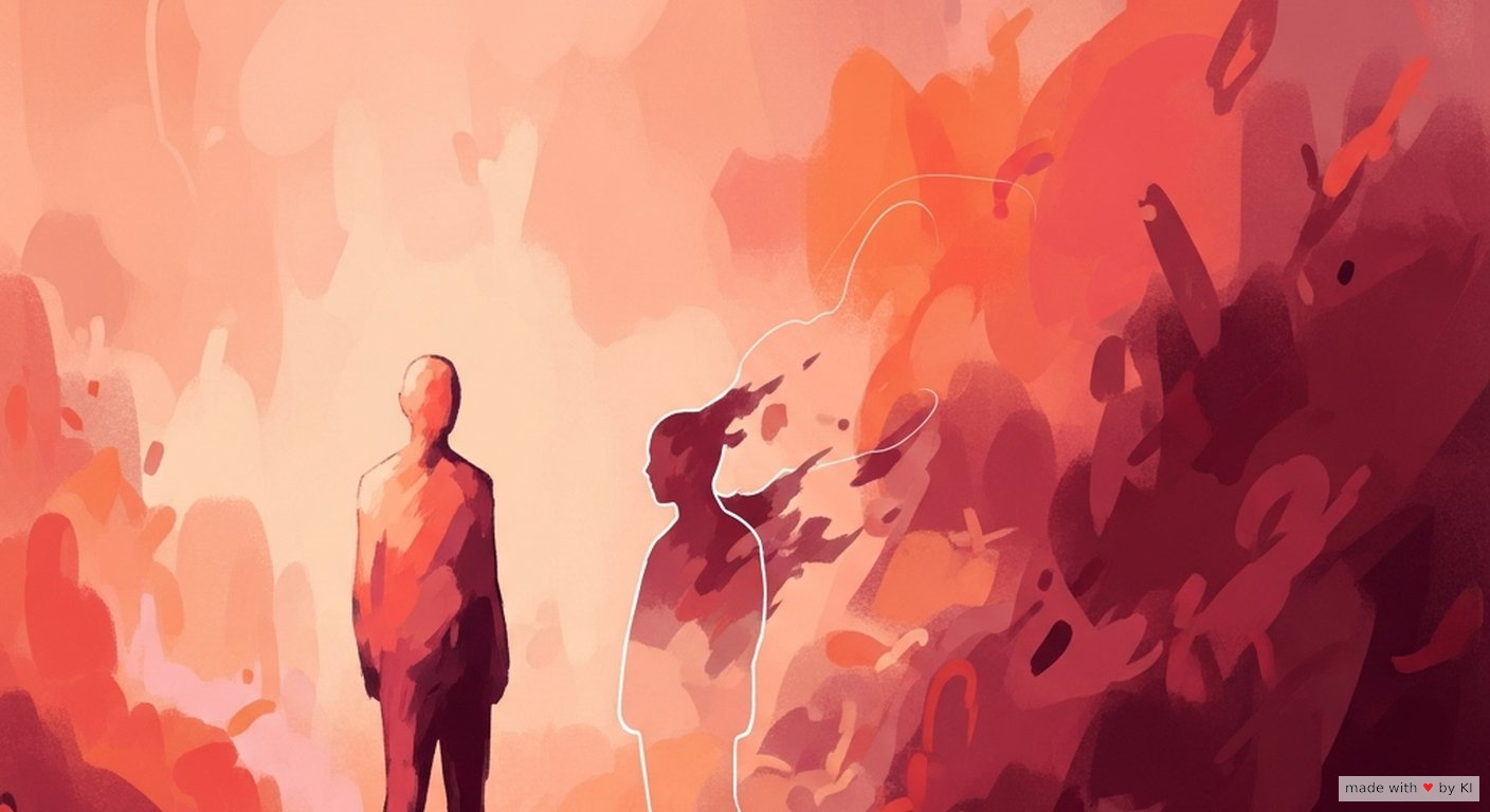 Eine Person mit einer zweiten, halbtransparenten Gestalt im Hintergrund - Hidden Observer in der Hypnose
