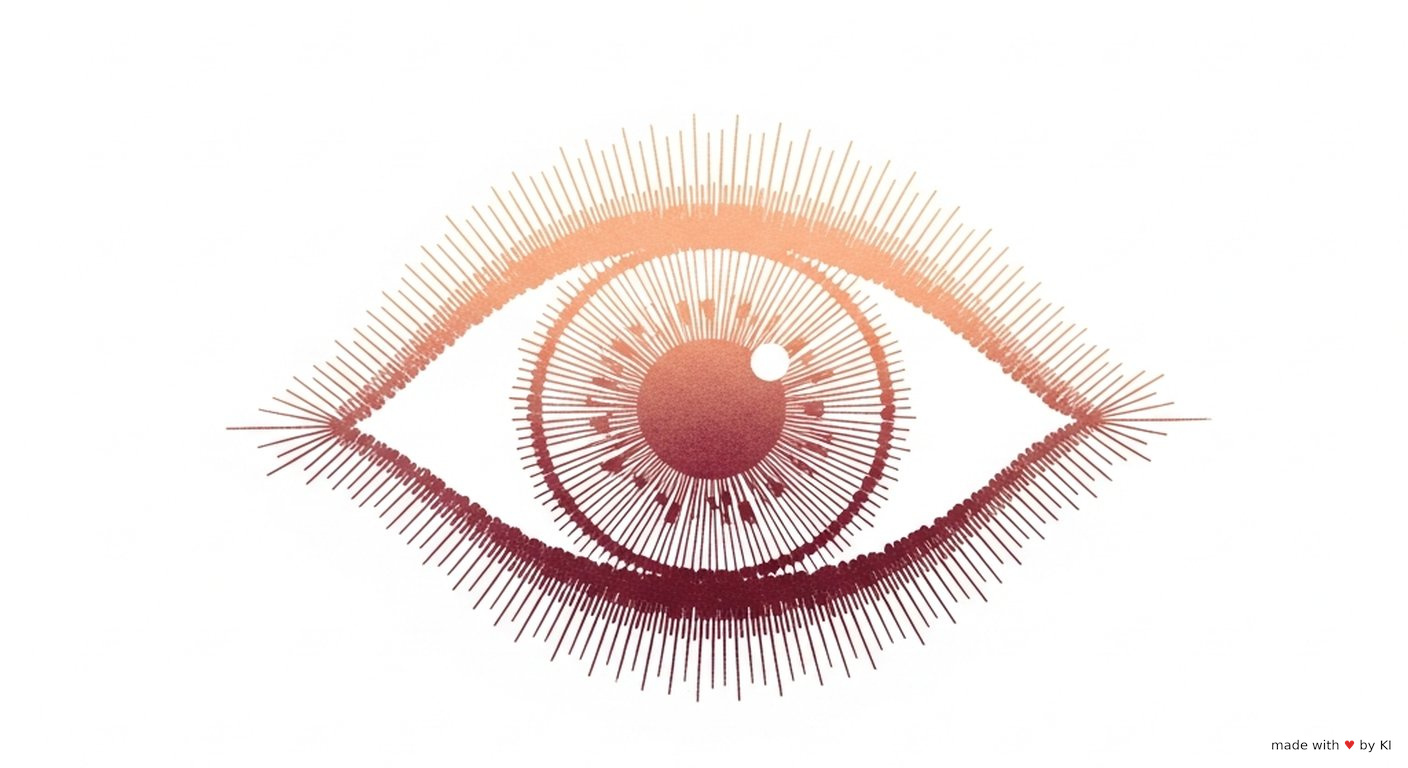Mensch in einer Coaching-Szene, im Hintergrund weiches Licht in Peach- und Burgundtönen, Blickkontakt als Sinnbild für feine Wahrnehmung