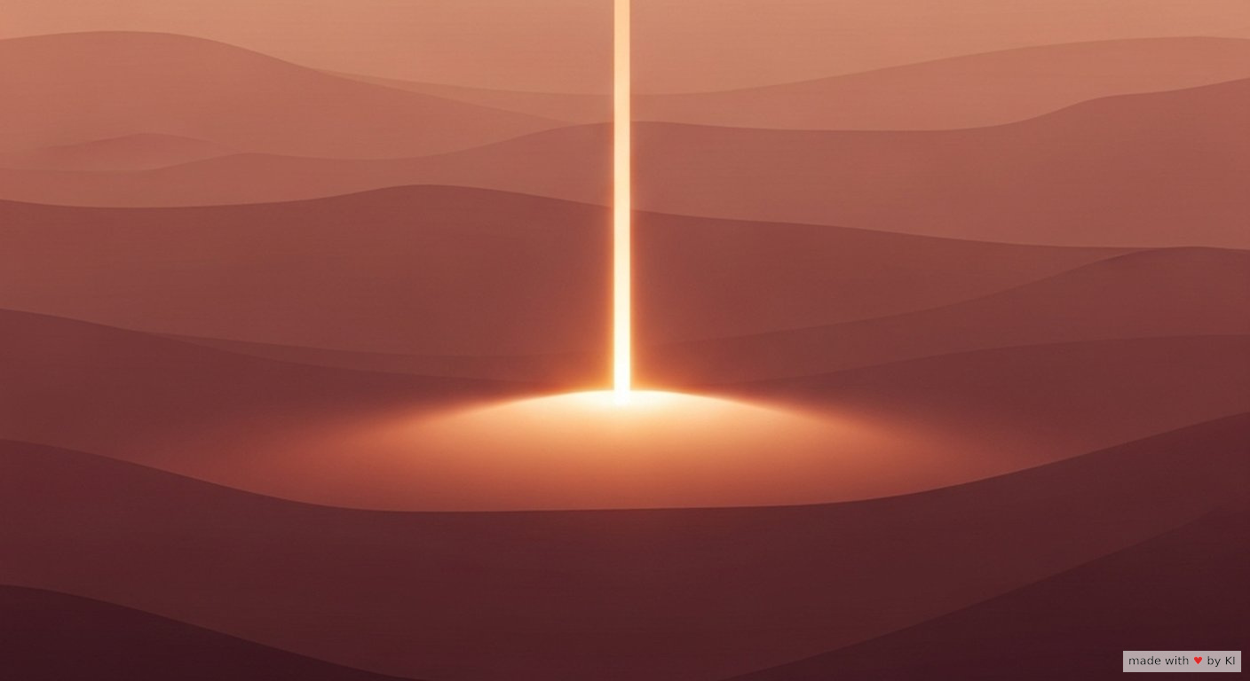 Lichtkegel, der einen warmen Bereich aus einer abstrakten Landschaft heraushebt, Peach-Burgund-Gradient