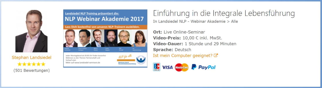 Online-Seminar Einführung in die Integrale Lebensführung